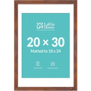 20 x 30 Picture Frame Brown Poster Frame,Display Pictures 18x24 with Mat or 20x30 Without Mat, Stable and Sturdy Frame and Polished Plexiglass, Suitable for wall decoration（1 Pack）