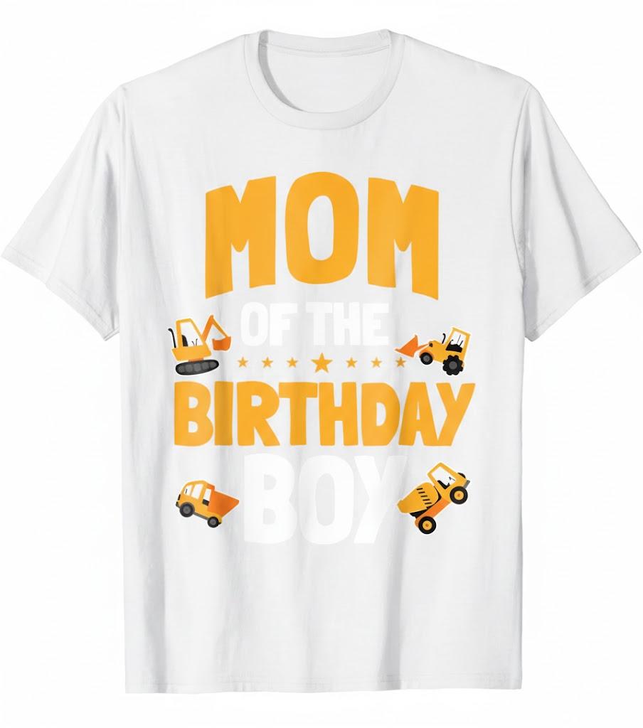 Mom of the Birthday Boy Construction Worker Bday Party T-Shirt WHITE S