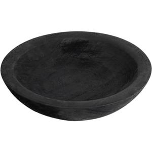 Hand Carved Wooden Decorative Bowl for Home Entryway Decor, Wood Centerpiece Bowl for Coffee Table Decor, Wood Dough Bowl for Farmhouse Decor (Black)