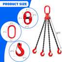 6 Ton Chain Sling 5/16 Inch x 5 Ft G80 Alloy Steel 4 Way Chain Slings Quadruple Leg Slings Lifting with 4 Safety Grab Hooks Lifting Slings Engine Chain Hoist Lifts
