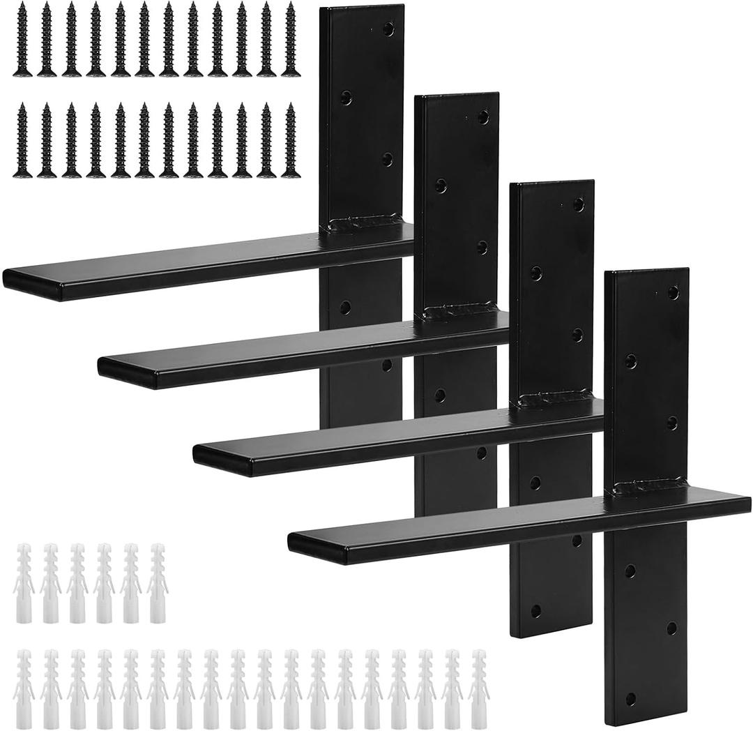 4Pcs Free Hanging Shelf Bracket, Floating Shelf Brackets, Heavy Duty T Shelf Bracket, Floating Countertop Brackets, Shelf Brackets 12 inch
