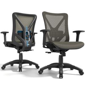 Ergonomic Office Chair, Mesh Computer Desk Chairs with BIFMA X5.1 Certified, Adjustable Lumbar Support, 3D Arm, Tilt Back, Wide Seat, Comfy Swivel Work Task Chair for Company and Home (Coffee Brown)
