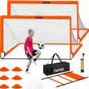 Soccer Goals for Backyard, Soccer Net 2 of 6X4 / 4X3 ft Portable Pop Up Indoor/Outdoor Soccer Goal Set, Soccer Target Practice Agility Speed Training Equipment with Soccer Ball (Orange)