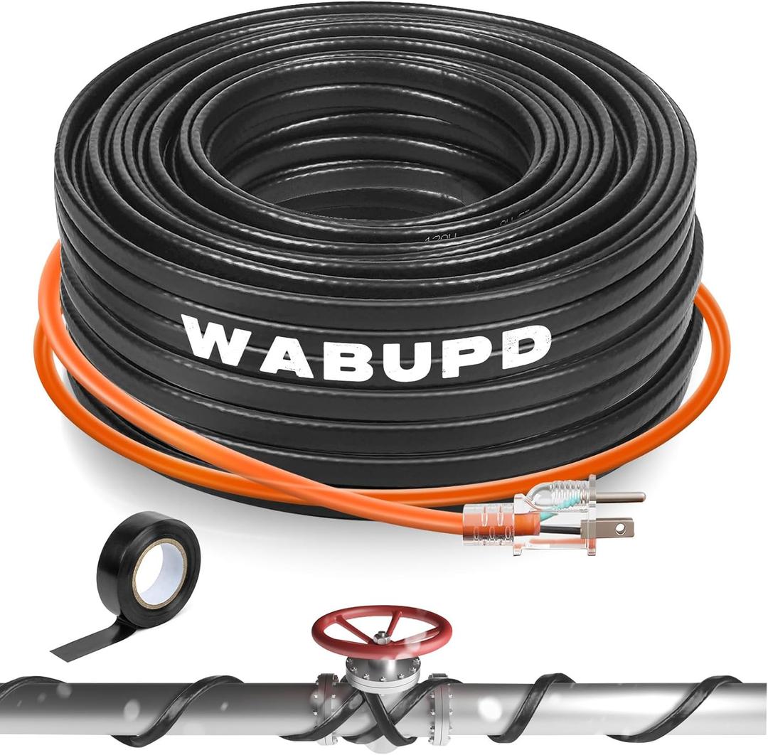 3FT-200FT Heat Tape for Water Pipes, -40F Deicing Pipe Heat Cable,Electric Heating Cable Pipe,Frezze Protection for Heat Trace Cable for Metal, Plastic Home Pipes,Gutter,120V 5W/ft50FT