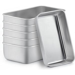TeamFar Loaf Pans for Baking, 9  5 Inch Stainless Steel Loaf Bread Pans Tins for Homemade Bread/Brownies, Healthy & Sturdy, Oven & Dishwasher Safe - Set of 6 (Silver)