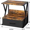 aboxoo Printer Stand for Desk with Storage Drawer, 2 Tier Desktop Or UnderDesk Shelf, Multi-Purpose Desk Organizer for Home Office, fit Fax Machine/3D Printer/Scanner, Rustic Brown