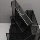 SUPEASY 5 Tier Desk Organizer with Handle & Removable Pen Holders, Mesh Paper/File Organizer for Desk, Paper Letter Tray Organizer for Office Supplies (Black)