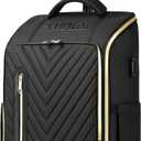Rolling Backpack, Waterproof Backpack with Wheels for Business Commuter, Carry on Backpack with Laptop Compartment, Fit 15.6/18 Inch Laptop, Wheeled Backpack for Adults (Gold Black)