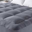 Ultra Soft California King Size Mattress Topper - Viscose Made from Bamboo Pillow Top Mattress Pad for Back Pain Relief - Naturally Cooling for Hot Sleepers, Grey