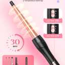 Lopeie 5 in 1 Curling Iron with Thermal Brush and 4 Interchangeable Ceramic Barrels(1/2 to 1 1/2 inch), Curling Wand Set with Flat Iron, Fast Heating, Dual Voltage Hair Curler, Mothers Day Gifts
