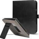 Stand Case for 7" Kobo Libra Colour (2024) / Kobo Libra 2 (2021) eReader,Durable PU Leather Cover with Auto Sleep Wake, Card Slot, Hand Strap Feature,Compatible with Model N428 & N418,Black
