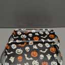 Oasis Choice 2-Pack Halloween Bamboo Fiber Serving Trays - 18x13 Inch Large Platters w/Handles for Horror Party, Birthday,BBQ, Buffet - Pumpkin, Bat & Skeleton Decor (Spooky Black, 18inch) (Colorful Halloween Patterns)