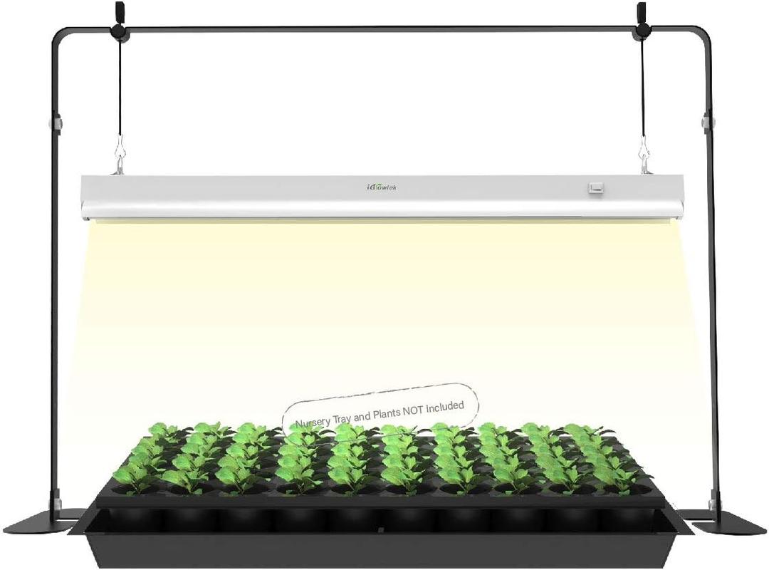 2ft Grow Light for Seed Starting,LED Grow Lamp for Indoor Plants,Seedling Grow Light with Stand,Seed Starter Light Kit with Natural White Spectrum,Height Adjustable,Iron Frame,ON-Off Switch