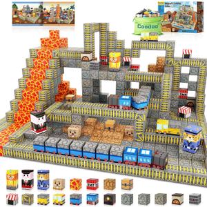 Coodoo Magnetic Blocks - Build Mine Magnet World Mine Train Track Set, Magnetic Building Blocks Toddler Toys STEM Sensory Outdoor Toys for 3+ Year Old Boys & Girls, Kids Toy for Ages 4-6 6-8 5-7 (Medium)