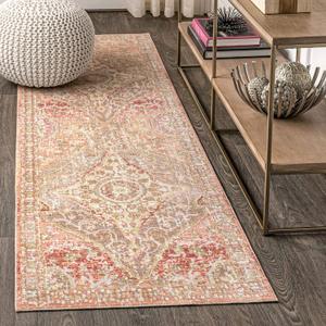 JONATHAN Y MDP307B-28 Petras Modern Ornate Medallion Indoor Area -Rug Vintage Glam Bohemian Easy -Cleaning Bedroom Kitchen Living Room Non Shedding, 2 X 8, Brown (2'2" x 8' (Rectangular))