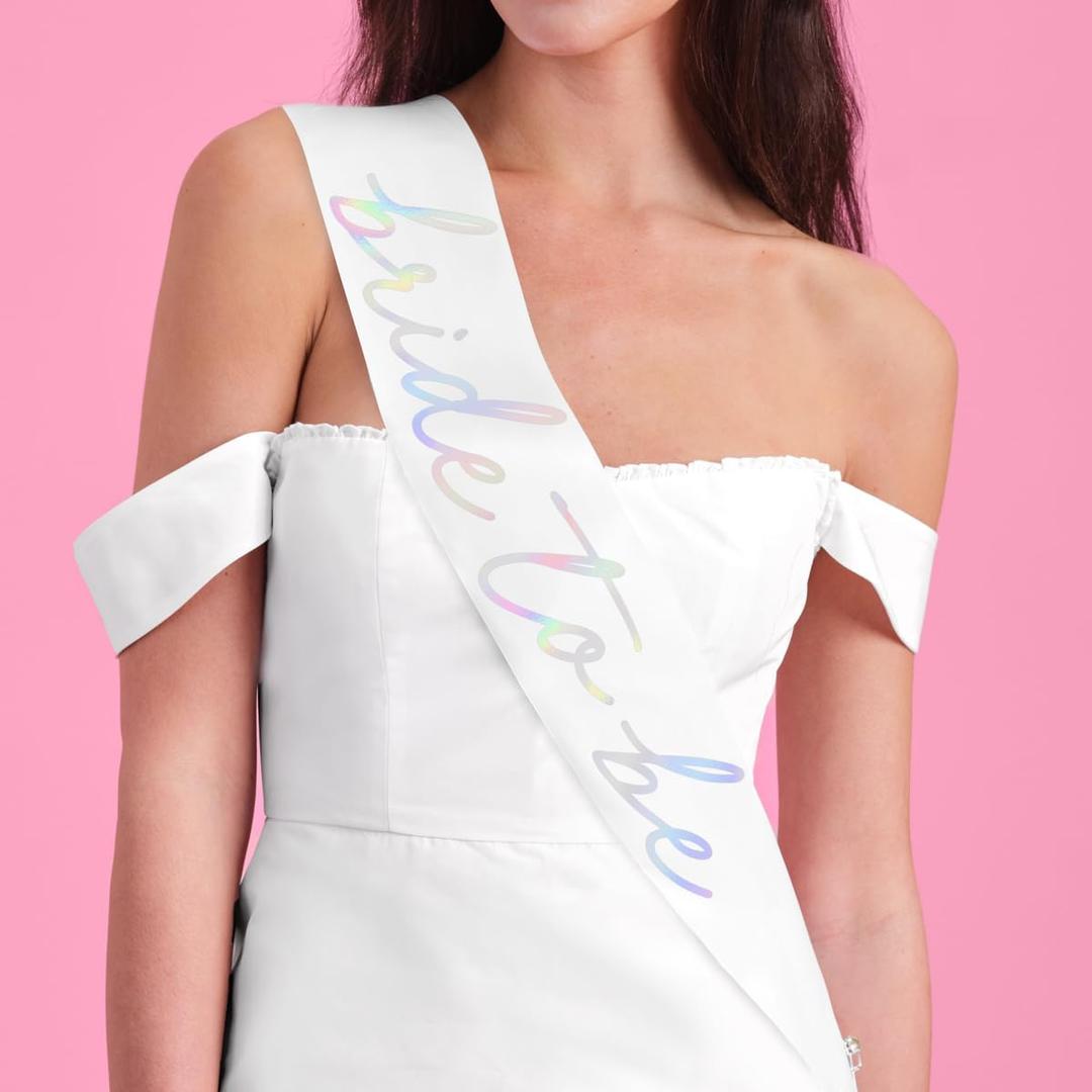xo, Fetti Bachelorette Party Decorations Bride to Be Iridescent Sash | Classic Bridal Shower Gift, Bridesmaid Favors, Engagement Accessory