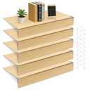 5 PCS Wooden Shelf Covers for Wire Shelving 24 * 12in Removable Pantry Shelves Cover with Back Felt and Clamp Fixed Wire Shelf Covers for Bathroom Closet Kitchen