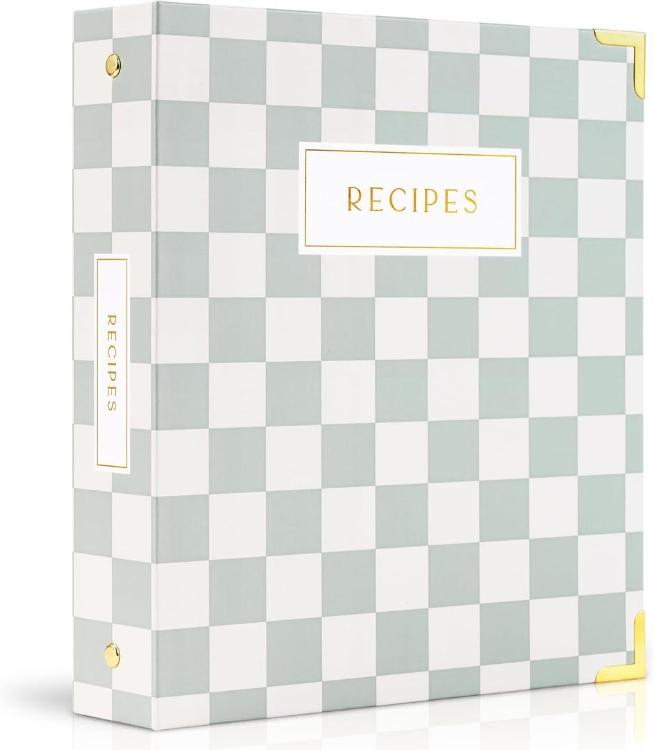 Aesthetic Recipe Binder with Waterproof Cover - The Perfect Recipe Book with Plastic Sleeves to Write in Your Own Recipes - Quality Blank Cookbook Binder, Cards incl. (Sage)
