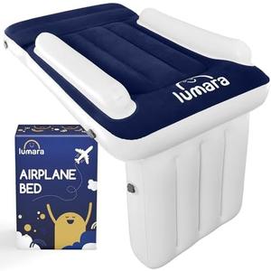 LUMARA Toddler Airplane Bed - Inflatable Airplane Bed for Toddlers, Plane Baby Seat Extender for Kids - Blow Up Air Mattress for Child Flight Sleep with Safety Belt, Innovative Valves, No Pump Needed