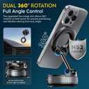 2 x 2026 Magnetic Phone Holder [96+LBS Super Grip Suction Cup & 2800GF Strongest Magnetic] 360 Vacuum Phone Mount for Car, Gym, Mirror & Smooth Surfaces/Car Phone Holder for iPhone 6-12 & Android.