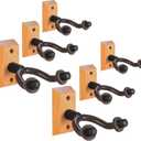 Guitar Hanger Wall Mount 6 Pack, Hardwood Guitar Wall Hangers Hooks Holder Stand Display with Screws - Easy to Install - Fits Bass, Mandolin, Banjo