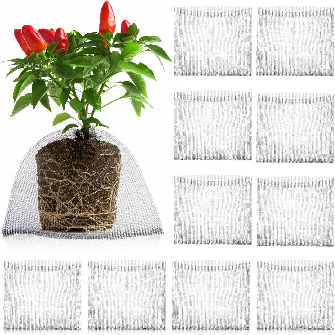 10 Pcs Root Guard Gopher Proof Wire Basket Stainless Steel Gopher Baskets Planter Cages for Planting Underground Knitted Wire Plant Protector Garden Netting for Root Protection(10 Gallon)