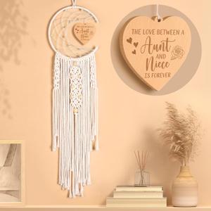 Dream Catcher with Heart Pendant, Boho Home Wall Decor, Mothers Day, Christmas, Birthday Gifts for Aunt Niece