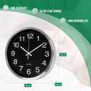 Wall Clock 12 Inch Metal Finish Silent Non Ticking Indoor Clock Round Battery Operated Stainless Steel Wall Clocks for Home, Office, Living Room (Black-Silver Brushed Finish, 12 Inch)