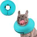 Supet Inflatable Dog Cone Collar Alternative After Surgery, Doggie Neck Donut Collar Recovery ECollar for Post Surgery, Soft Dog Cone for Small Medium Puppies Cats (S(Neck 7"-9.5"), Solid Green)