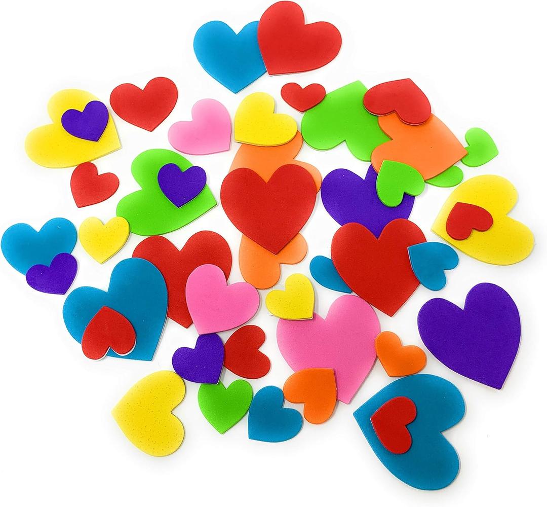 Bulk Jumbo 2000 Piece Colorful Foam Heart Sticker Assortment - Perfect Stickers for Decorating Valentine Decorations, Cards, Gifts, Crafts and Boxes