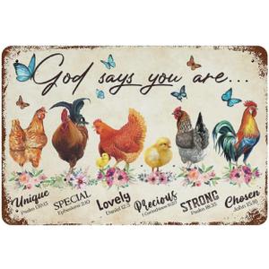 Vintage Metal Tin Sign 8"x12" for Chickens God Says You are Gifts Aluminum Tin Sign Yard Signs Halloween Christmas Decor for Cafe Bar Bedroom Home