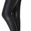 Everbellus Sexy Black Faux Leather Leggings for Women Fashion Pants, XL, Black