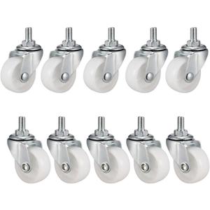 uxcell 1.5 Inch Swivel Caster Wheels PP 360 Degree Threaded Stem Caster Wheel M8 x 15mm, 44lb Capacity Each Wheel, Pack of 10