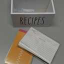 Dahey Wooden Recipe Box White Recipe Organizer with 100 Recipe Cards and 6 Dividers, Recipe Card Holder Box Set with Lid and Slots to Write in Your Own Recipes for Cooking Lover Kitchen, 6.9''x3.5''