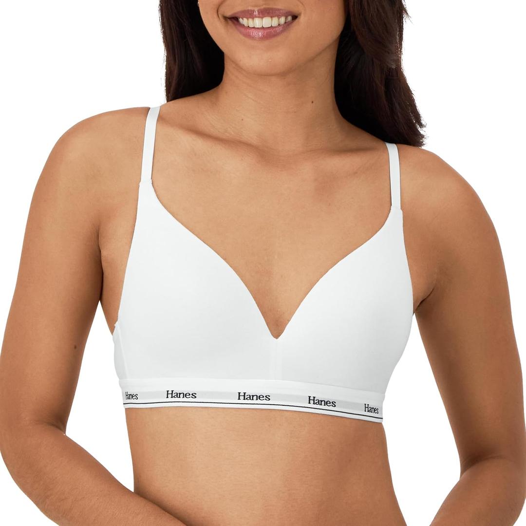 Hanes Women's Originals Full Coverage Contour Wireless Stretch Cotton T-Shirt Bra (Medium)