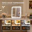 Hasipu Vanity Mirror with Lights, 10" x 12" LED Makeup Mirror, 3 Modes Light, Smart Touch Control Dimmable, 360Rotation, Rectangle White Frame