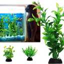 PietyPet Fish Tank Accessories Green Plants, 10pcs Green Fish Tank Decorations, Aquarium Decor Plastic Plants