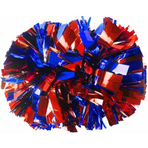 Lovecheer 2PCS Professional Cheerleader Pom Poms with Baton Handle (No Zip Tie) for Sports Spirits Girls Adults Performance Dance Cheering (Blue and Red)