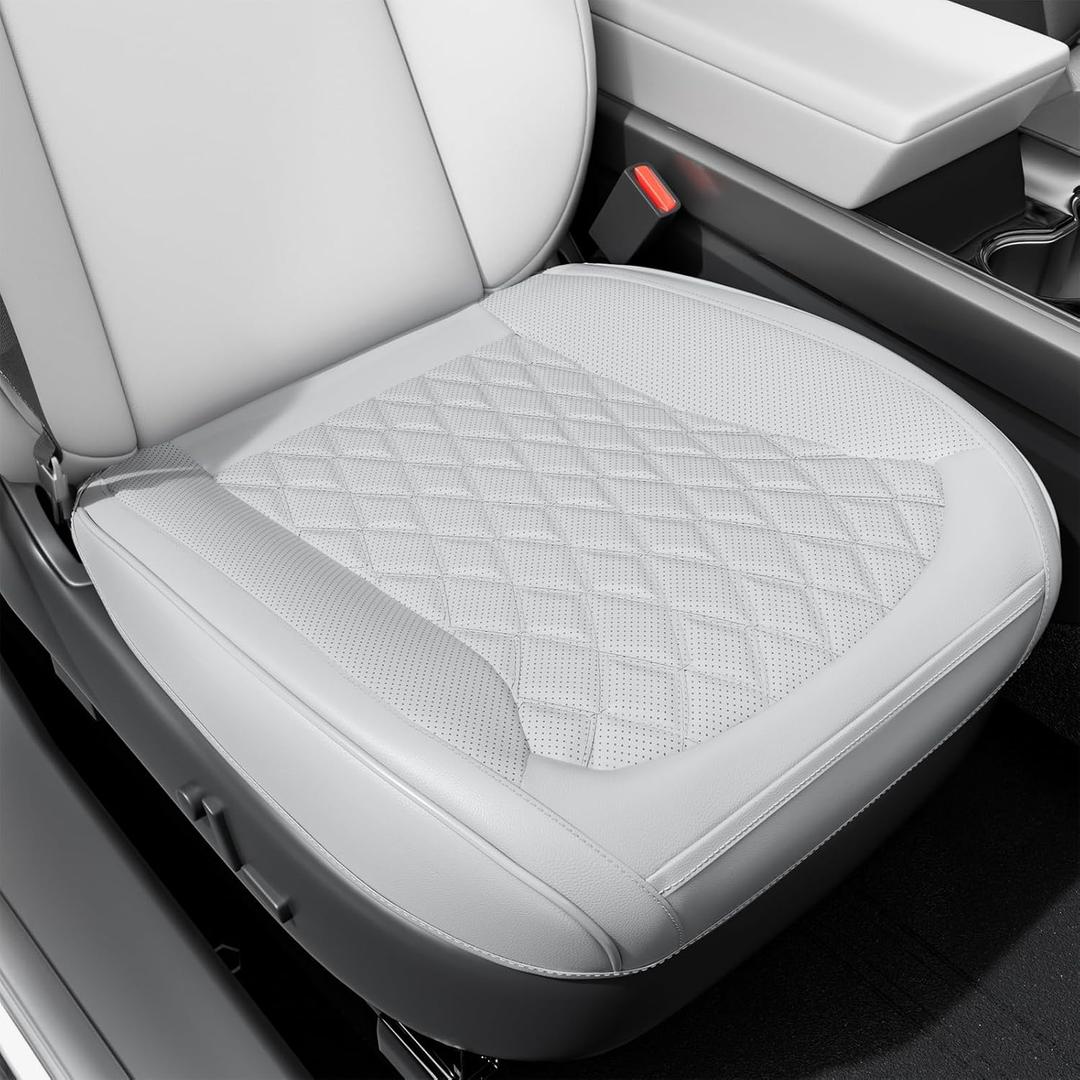 2 Pack Front Bottom Car Seat Cover, Luxury Leather Seat Covers Compatible with Tesla Model Y/3 2025 2024 2023-2020, Breathable and Waterproof Tesla Model Y/3 Accessories(White, 2 PCS)