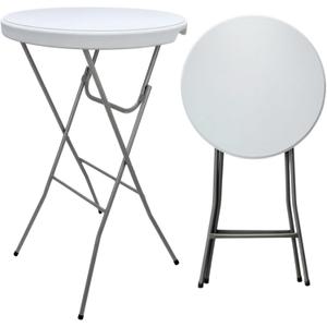 28in Folding Cocktail Table Round Bar Height Table White 1PCS