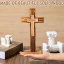 Wood Standing Cross,Christians Spiritual Religious Jesus Cross Wall Art,Handmade Nature Wooden Blessed,Tabletop for Church Home Decor Wood Crucifix