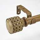 1-1/8 Inch Diameter Faux Wood Curtain Rods with Faux Rattan Cane Woven Finial, 72-144'' Telescoping Single Curtain Rods for window width 68-140 inch, 1 pack (Chestnut color)