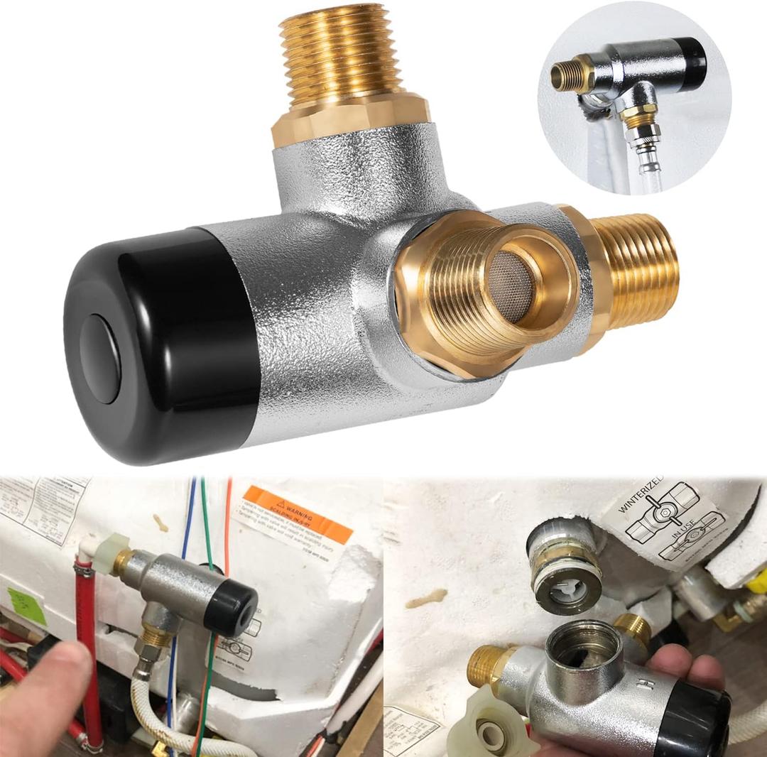 90029 Mixing Valve Replace for Atwood XT Series Water Heaters Brass 1/2 inch RV type pipe thread T-adapter with Brass Tee Connector- Anti LeakCompatible with most RV water heaters