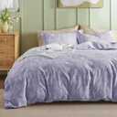 Bedsure Duvet Cover Queen Size - Reversible Lilac Purple Queen Duvet Cover Set with Zipper Closure, 3 Pieces Cute Floral Patterned Bedding Set with 8 Corner Ties and 2 Pillow Shams (Queen (90" x 90"), 00 - Misty Lilac (No Comforter))