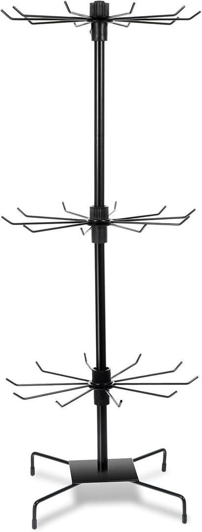 Lemecima 1Pc Rotating Display Stand Jewelry Display Rack with Hooks Metal Earrings Display Stands for Selling Necklace (Black, 3 Tires)