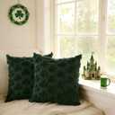 3Sizes 2 Pack 18"*18" St Patricks Day Pillow Covers St Patricks Day Decorations Green Shamrock Soft Plush Faux Fur Jacquard Throw Pillows for Bedroom Sofa Holiday Festivals Home Decor