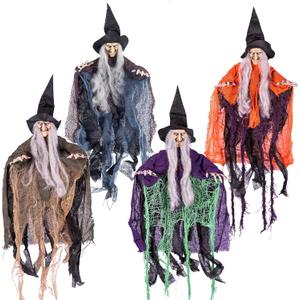 JOYIN 4 Pcs 19.6 Hanging Witch Halloween Decorations Outdoor Indoor Flying Haunted House Scary Decor for Lawn Garden Yard