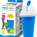 Slushy Maker Cup, Slushie Cup Maker, Milk Cola Juice Squeeze Cup, Magic Quick Freeze Cup, Cooling Cup, Smoothies Cup with Lids and Straws for All Age (Blue)