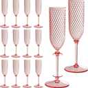 24 Pack Pink Detachable 2 piece Champagne Flutes 5.5 Oz Unbreakable Plastic Mimosa Disposable Champagne Glasses Drinking Cups Stemmed Reusable Wine Toasting Glasses for Wedding (24, Clear Pink)