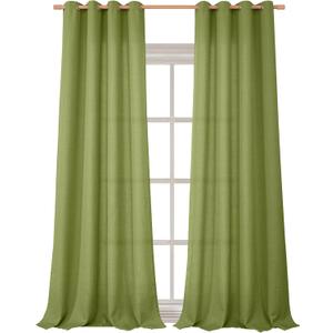 BGment 108 Inch Curtains Extra Long Curtains for Living Room, High Ceiling Floor Long Linen Look-Like Thick Burlap Textured Light Filtering Privacy Window Drapes, 52 x 108 Inch, Olive Green